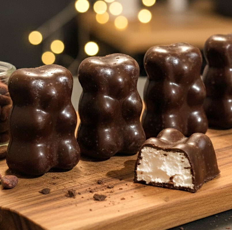 Nounours chocolat cœur guimauve (par 6)